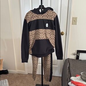 Coach Sweatshirt and Jogger Set with Brown and Black Patterned Apparel